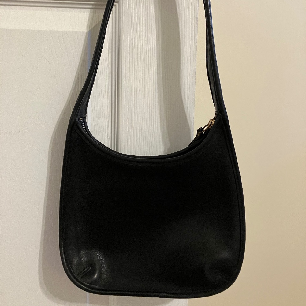 Vintage Coach Black Leather Hobo Bag